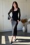 Lace Square Neck Slit Midi Dress - 8