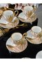 6-Piece Imported Hand-Painted Pink Colored Standing Coffee Cup Set 90 ml - 7
