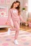 Girl's Ribbed Bow Detail 2-Piece Set – Sweatshirt & Sweatpants – Casual Comfortable Combination
