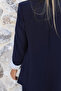Navy Blue Folded-Sleeve Striped Lined Blazer - 5