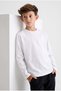 9-14 Years Old Boys' Lycra Plain Basic Sweatshirt White