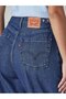 Women's Blue Loose Fit High Waist Baggy Fit Cinch Jeans Denim Trousers-004Dm-0016 - 2