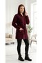 Women's Hooded Zippered Soft Bearded Cardigan with Tie at the Waist