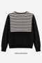 Women's Shawl Collar Black and White Striped Knitwear Sweater - 2
