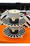 Black Porcelain Coffee Cup Set with Bird Figures for Two People - 5