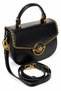 Black Oval Case Stylish Women's Hand and Shoulder Bag with Chain and Logo Detail