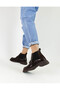 Brown Color Elastic Buckle Thick Heel Women's Boots - 2