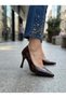 Brown Patent Leather High Heeled Women's Shoes - 3