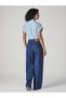 Women's Blue Loose Fit High Waist Baggy Fit Cinch Jeans Denim Trousers-004Dm-0016 - 5