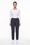 Women's Navy Blue Seasonal High-Waisted Patterned Trousers with Stone Detail on the Waist and Stone Detail on the Cuffs