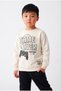 4-9 Years Old Boy Gamer Two-Thread Cuffed Sweatshirt Cream