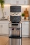 Handmade Navy Blue Spotted Bottle Cover – Decorative Water Dispenser Cover with Cream Macrame Detail, 19 Liters