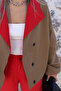 Dark Khaki Standard Size Mini Striped Red Jacket - 4