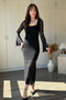 Lace Square Neck Slit Midi Dress - 7