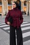 High Collar Belted Cashmere Coat Tsd260351 Plum - 3