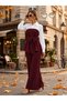 Women's long sleeve collared top with knitted asymmetrical detail, imported crepe blouse with belted waist, and slit pant two-piece set. - 2