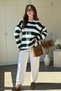 Thick Striped Crew Neck Green Sweatshirt - 5