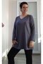 Smoked V-Neck Low Long-Sleeved Combed Viscose T-Shirt with Full Body Fit - 7