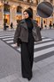 High Collar Belted Cashmere Coat Tsd260351 Smoked - 2