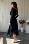 Asymmetrical Double Breasted Collar Glitter Patterned Midi Dress - 7