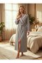 New Season Gray Winter Quilted Shawl Collar Full Length Belted Special Design Long Dressing Gown - 7