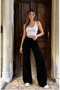 Black Loose-Fit Palazzo Wide Leg Stretchy Jean Trousers