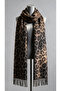 Women's French Leopard Patterned Loose Scarf Shawl - Oversized Winter Shawl with Tassels - 6