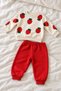 Baby Girl Set Strawberry Patterned Diamond Stone 2-Piece Top and Bottom Seasonal Set 6 9 12 18 Months