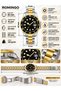 Men's Wristwatch Black Dial Rotating Bezel Silver Gold Dual Color Steel Band Quartz with Calendar 3 Atm - 7
