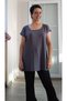 Smoked Low-Sleeve Hollow-Out Collar Combed Viscose T-Shirt - 4
