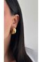Gold Beveled Thick Crescent Earrings - 2