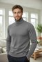 Men's Half-Throat Sweater Turtleneck Stretchy Fabric Regular Fit Knitwear - 3