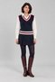 Women's Sweater with Striped Sleeves and Collar - 2