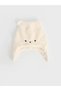 Ecru Teddy Bear Embroidered Plush Baby Girl Snow Hat