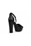 Women's Black Genuine Leather Ankle Strap High Platform Heeled Premium Evening Dress Shoes - 4
