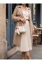 Women's Cream Scarf Detailed Cross Strap Hand and Shoulder Bag Bsk2026