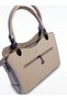 Label Belt Detailed Special Design Women's Handbag (Black / Cream) - 3