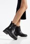 Women's Black Elastic Non-Slip Sole Boots with Buckle Detail - 2