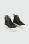 (Conpax) Women's Daily Boots with Non-Slip Soles and Zipper Inside Wool Black White - 3