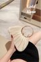 Women's Bag Gold Case Satin Pleated Evening Dress Bag Stylish Bag Gold Case with Pearls and Chain - 4