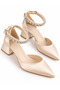 Women's Ankle Motif Stone-Embellished Satin Material Stylish and Comfortable Low Heel Shoes - 2