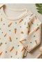 Mi̇noti̇&Unisex Baby Carrot Patterned Ribbed 2-Piece Set with Snap Fasteners, Bodysuit and Pants, Top and Bottom Set - 2