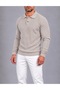 Men's Collared Buttoned Knitwear Sweater Black/Beige/Brown/Stone - 2