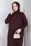 Women's Mercerized Knitwear Dress with Lace Detail on Sleeves and Stones
