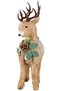 Christmas Ornament Natural Straw Covered Deer Figure with Snow Effect Brown-White 25X38 Cm. - 3