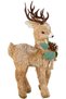 Christmas Ornament Natural Straw Covered Deer Figure with Snow Effect Brown-White 25X38 Cm.