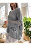 Oversize Cutwork Openwork Woven Cotton Washable Pocket Sweater (Product Length 57 cm) - 4
