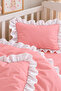 100% Cotton Ruffled Baby Duvet Cover Set Pink - 2