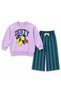 Girls' Purple Lemon Printed 3-Ply Cotton Sweat Suit (Top and Bottom) for Ages 2-8 - 3