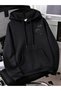 Women's Linear Black Rose Printed 3 Thread Oversized Hoodie Sweatshirt - 3